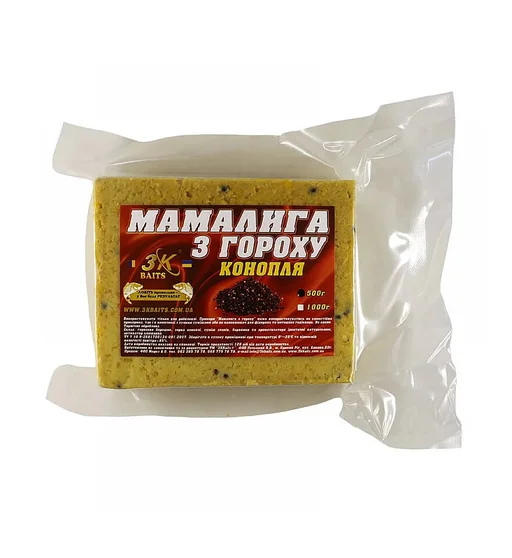 Прикормка 3KBaits Мамалыга горох конопля 0.5kg
