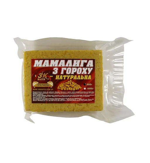 Прикормка 3KBaits Мамалыга горох натуральная 0.5kg