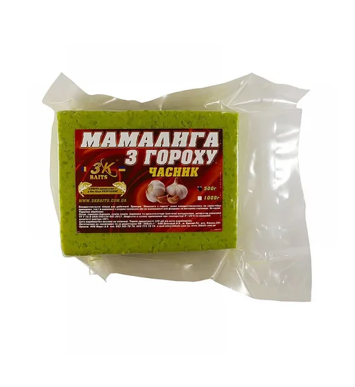 Прикормка 3KBaits Мамалыга горох чеснок 0.5kg