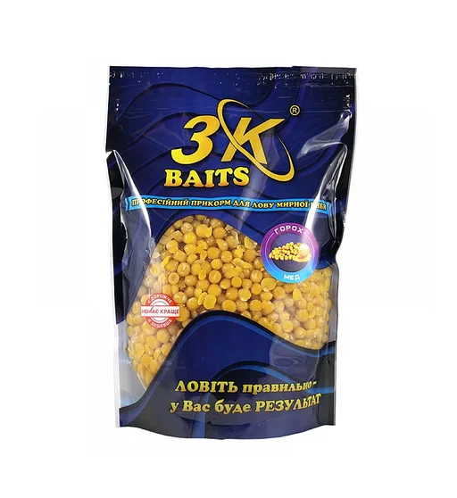 Прикормка 3KBaits Горох мед 0.8kg