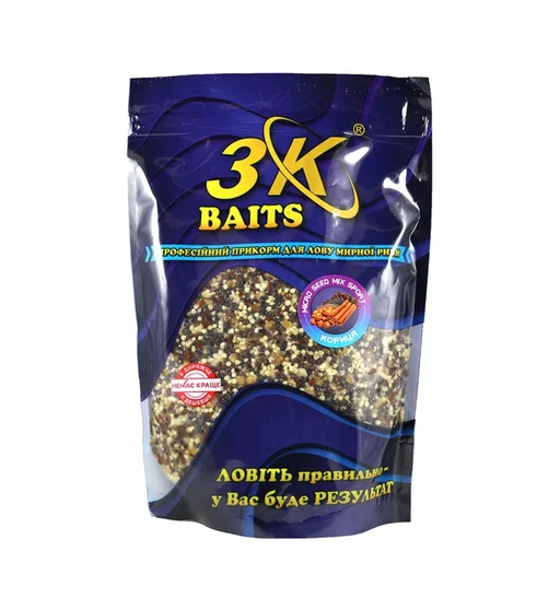 Прикормка 3KBaits Micro Seed Mix Sport+Crushed Tiger nut корица 0.8kg