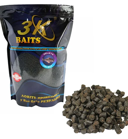 Пеллетс 3KBaits Палтус 6mm 0.8kg