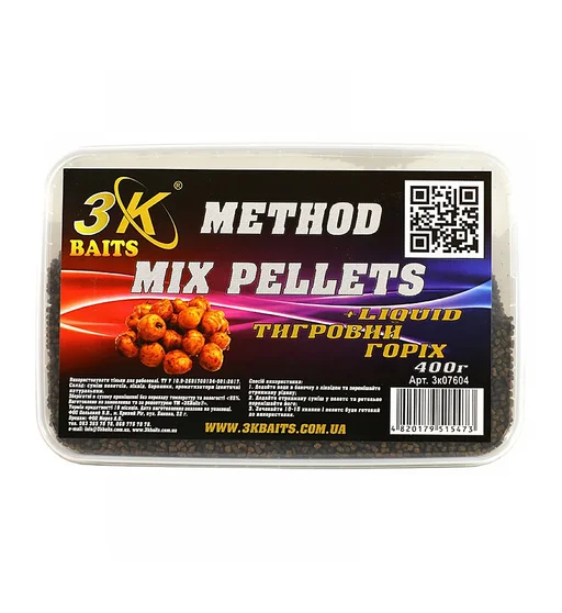 Прикормка 3KBaits Method mix тигровый орех 0.4kg