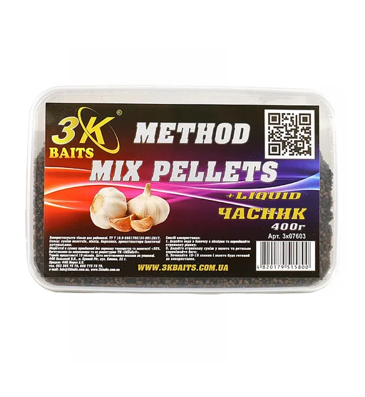 Прикормка 3KBaits Method mix чеснок 0.4kg