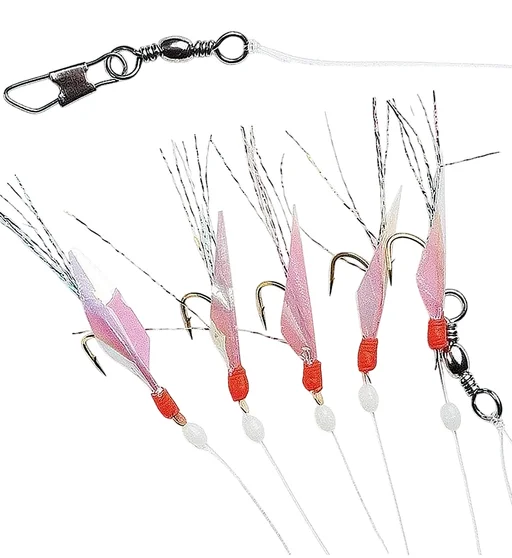 Морской монтаж Fladen Fish skin with feather rig 5 hooks