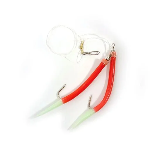 Морской монтаж Fladen Rubber Mac red lumi tail rig 10/0 2-hook
