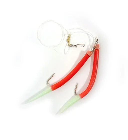 Морской монтаж Fladen Rubber Mac red lumi tail rig 12/0 2-hook