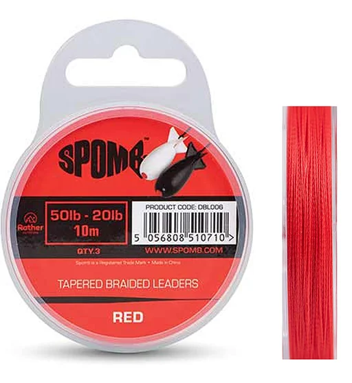 Шоклидер Spomb Braided Leader 50m 50lb #Red