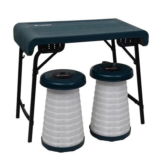 Стіл із двома стільцями Forrest Camper Set x 2 LED Compact Series Green