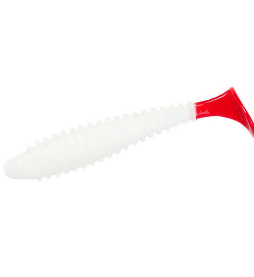 Силікон Angry Baits Fatik 3.8" 4pc #68 White Red Tail UV