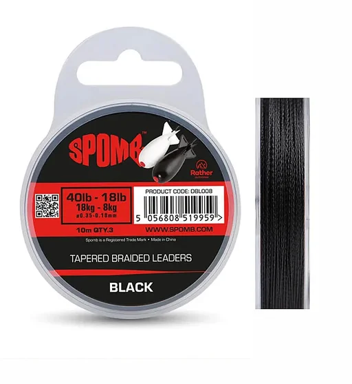 Шоклидер  Spomb Tapered Braided Leaders Black 10m 40lb-18lb