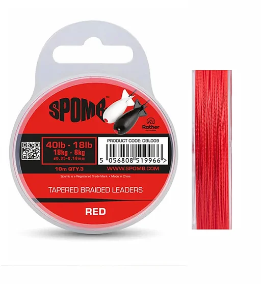 Шоклидер Spomb Tapered Braided Leaders  Red 10m 40lb-18lb