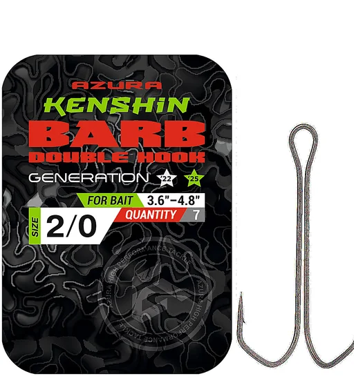 Двойник Azura Kenshin Barb Double Hook Special Bent PTFE #2/0 7pcs