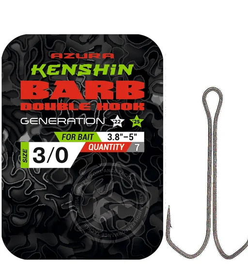 Двойник Azura Kenshin Barb Double Hook Special Bent PTFE #3/0 7pcs
