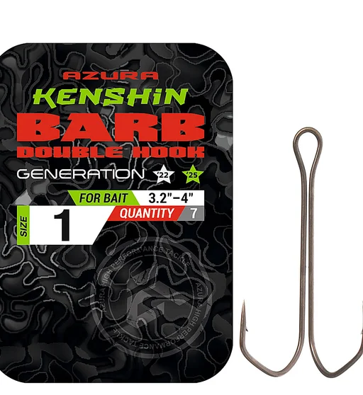 Двойник Azura Kenshin Barb Double Hook Special Bent PTFE #01 7pcs