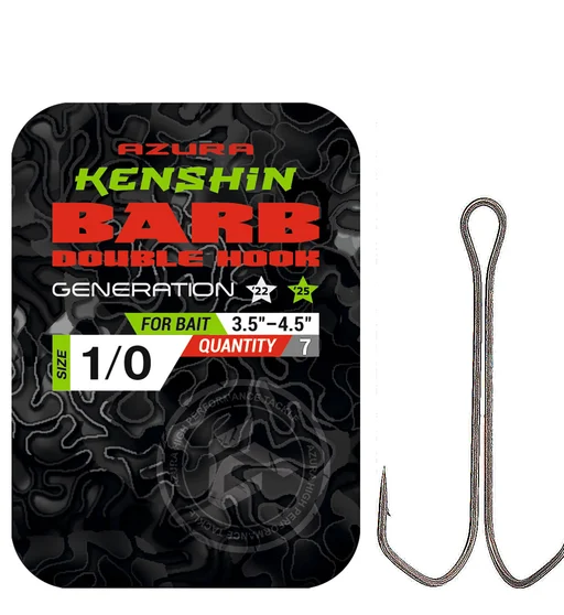 Двойник Azura Kenshin Barb Double Hook Special Bent PTFE #1/0 7pcs