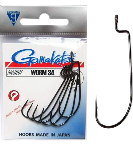 Гачки офсетні Gamakatsu Worm 34 Black №3/0 5pc