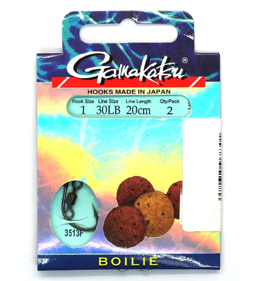 Гачки з повідцем Gamakatsu BKS-3513F Boilie 20cm Black №4 0.3mm 2pc