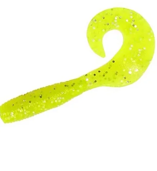 Силікон Gary Yamamoto Single Tail Grub 4" 20pc #Chartreuse With Large Silver