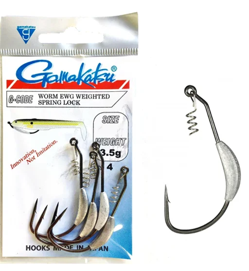 Гачки одинарні Gamakatsu Weighted Superline Spring-Lock 5.25g Black №5/0 4pc