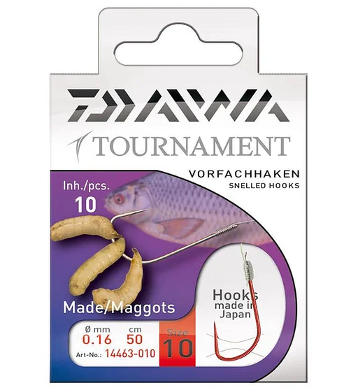 Крючок с поводком Daiwa Tournament Maggots Red №10 0.16mm 50cm 10pcs