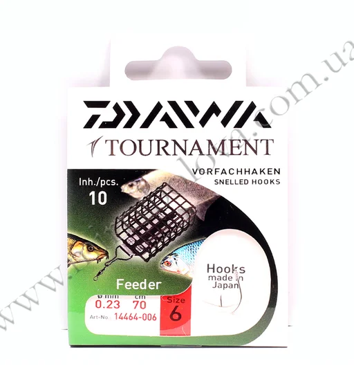 Гачки з повідцем Daiwa Tournament Feeder Hook #6 70см 0,23мм 10pcs