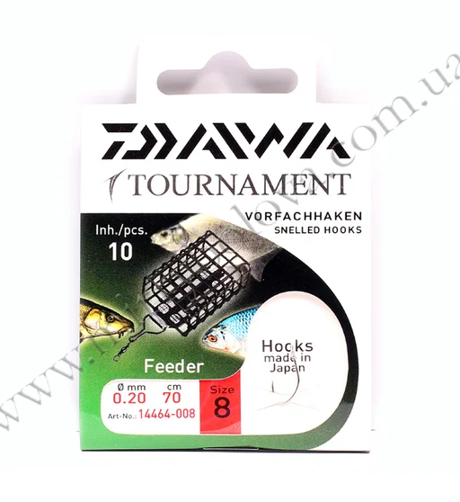 Гачки с повідцем Daiwa Tournament Feeder Hook #8 70cm 0.20mm 10pcs