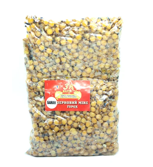 Прикормка 3KBaits Зерновой микс горох банан 1kg