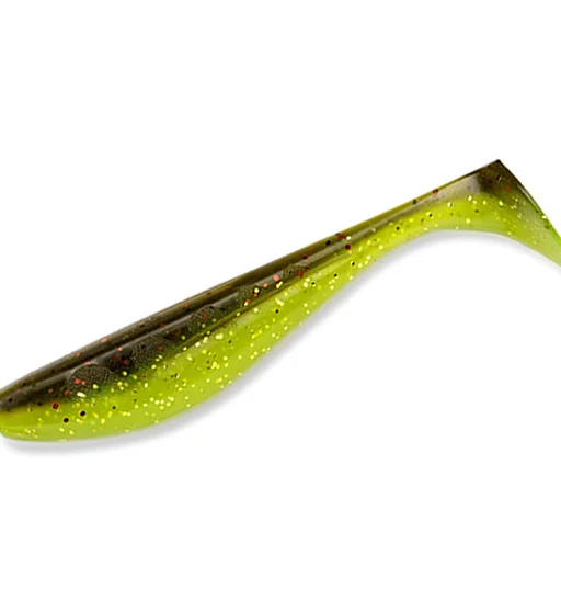 Силікон FishUp Wizzle Shad 3" 8pc #203 Green Pumpkin/Flo Chartreuse