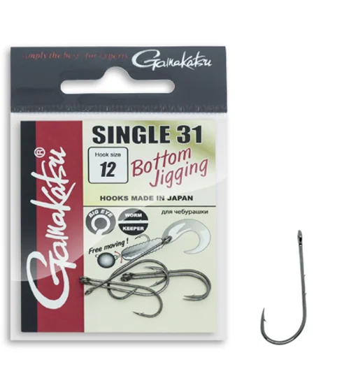 Гачок Gamakatsu Worm Single 31 Black №12 9pc