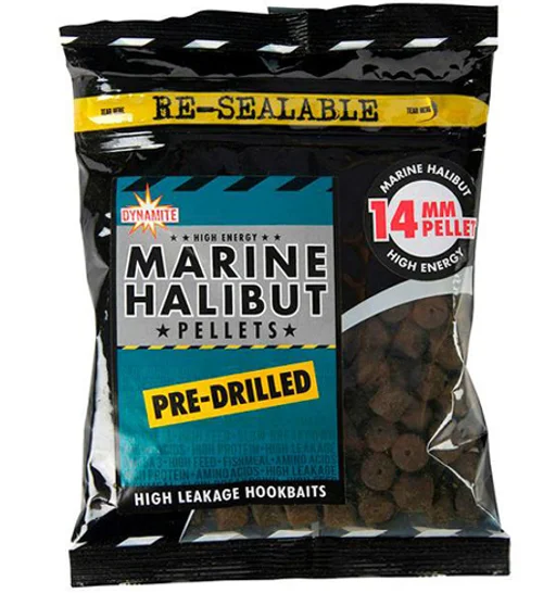 Пеллетс Dynamite Baits Pre-Drilled Marine Halibut 14mm 350g