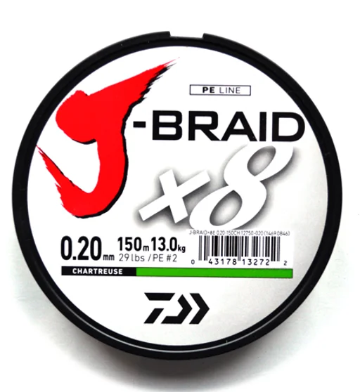 Шнур Daiwa J-Braid X8 150m Chartreuse 13.0kg 0.20mm #2.0