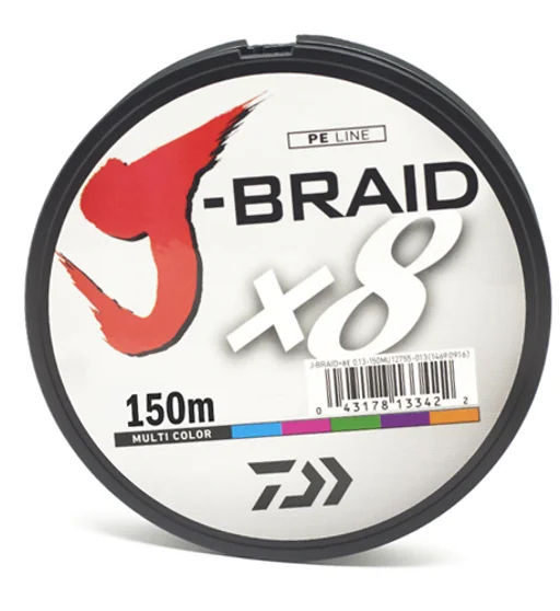 Шнур Daiwa J-Braid X8 150m Multi Color 6.0kg 0.10mm #0.8