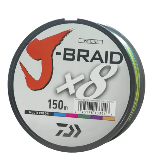 Шнур Daiwa J-Braid X8 150m Multi Color 12.0kg 0.18mm #1.5