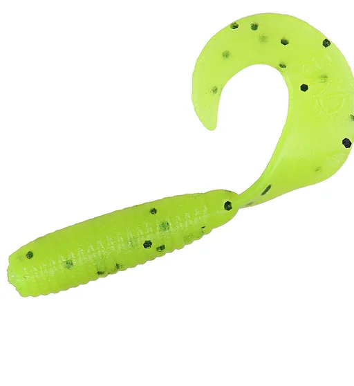 Силікон Gary Yamamoto Single Tail Grub 4" 20pc #Chartreuse With Large Black