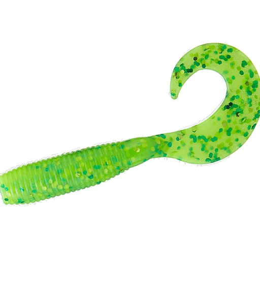 Силікон Gary Yamamoto Single Tail Grub 4" 20pc #Chartreuse With Chartreuse And Large Green