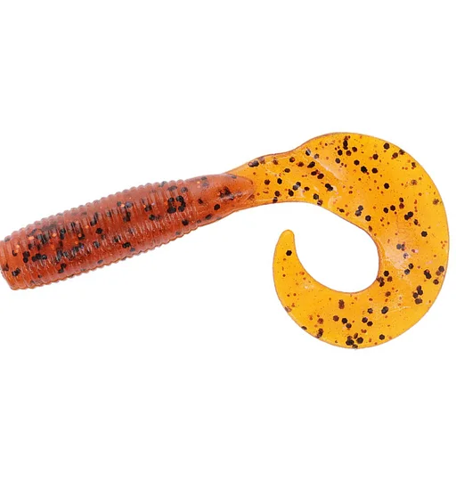 Силікон Gary Yamamoto Single Tail Grub 4" 20pc #Pumpkin With Large Black Flake