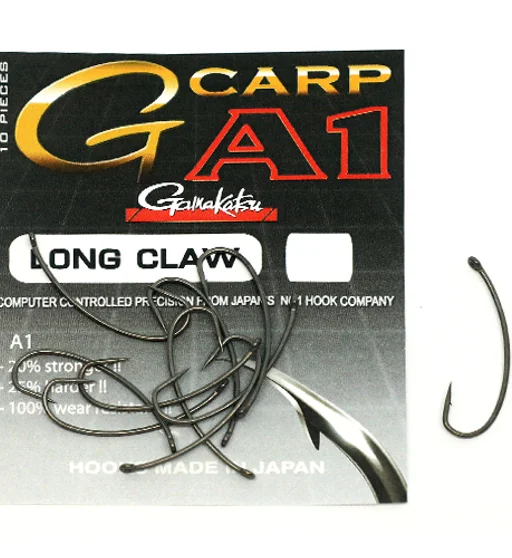 Гачки одинарні Gamakatsu A1 G-Carp Long Claw P.T.F.E. coating Grey №6 10pc