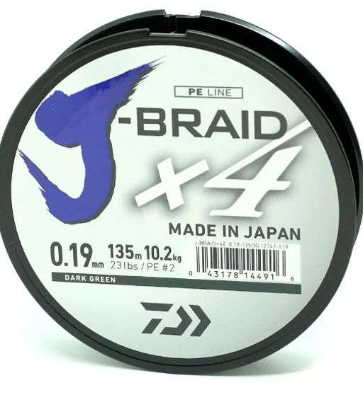 Шнур Daiwa J-Braid X4E 135m Dark Green 10.2kg 0.19mm #2.0