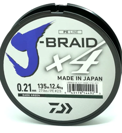 Шнур Daiwa J-Braid X4E 135m Dark Green 12.4kg 0.21mm #2.5