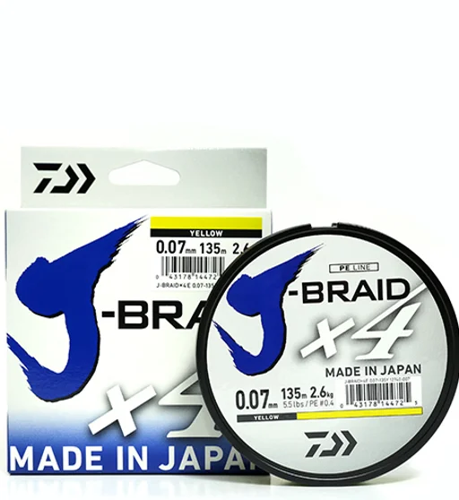 Шнур Daiwa J-Braid X4E 135m Yellow 8.4kg 0.17mm #1.5