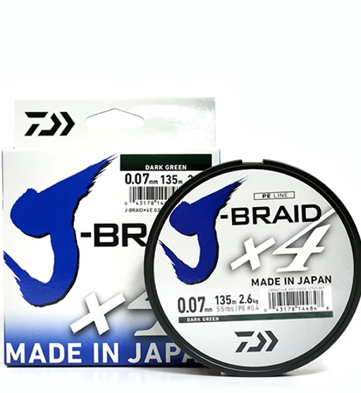 Шнур Daiwa J-Braid X4E 135m Dark Green 6.9kg 0.15mm #1.2