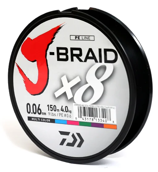 Шнур Daiwa J-Braid X8 150m Multi Color 4.0kg 0.06mm #0.6