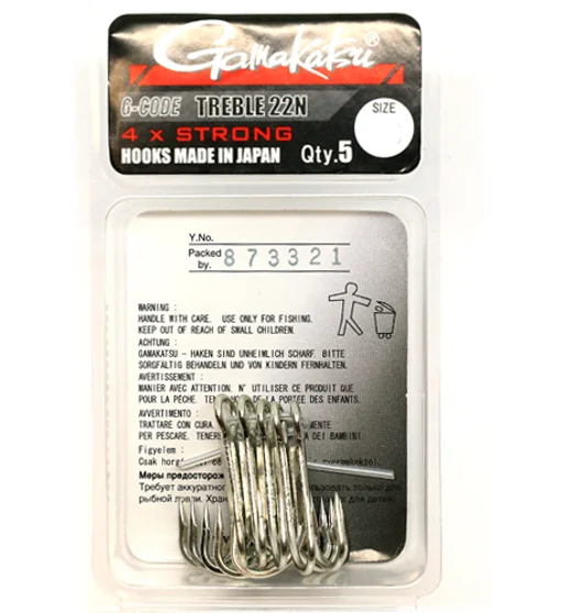 Трійник Gamakatsu Treble 22 4x Strong Nickel №3/0 5pc