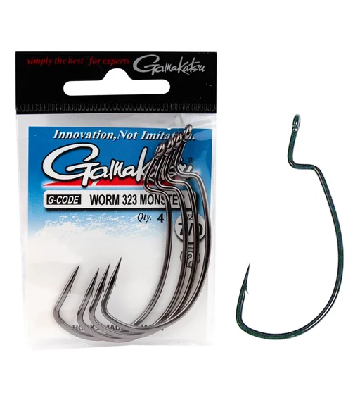 Гачки офсетні Gamakatsu Worm 323 Monster Black №7/0 4pc