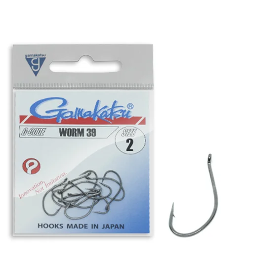 Гачок Gamakatsu Worm 39 Black №2 12pc