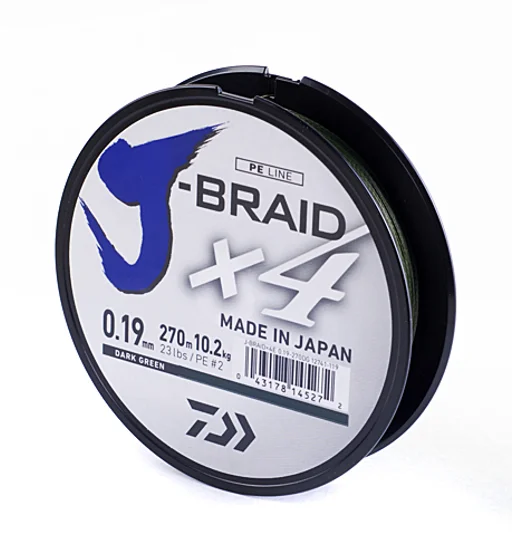 Шнур Daiwa J-Braid X4E 270m Dark Green 10.2kg 0,19mm #2.0