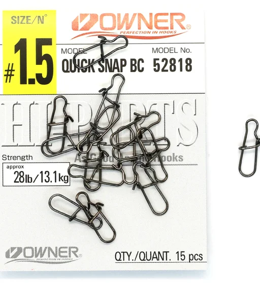 Застежка Owner Quick Snap BC №1.5 12.6kg 15pc black