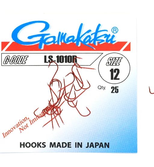 Гачки одинарні Gamakatsu LS-1010R Red №12 25pc